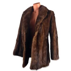Luxury Demi-Buff Mink Fur Coat Size Fits S-M Brown